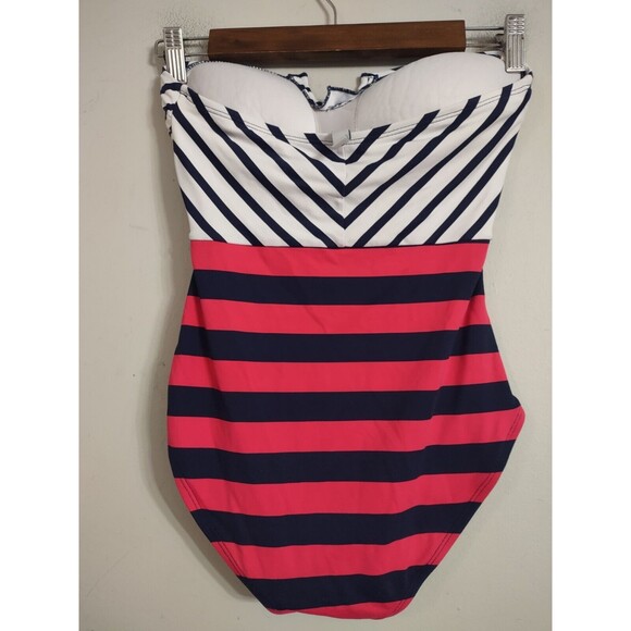 Tommy Bahama Swimsuit  One Piece Striped Blue White Size 4 - Picture 3 of 7